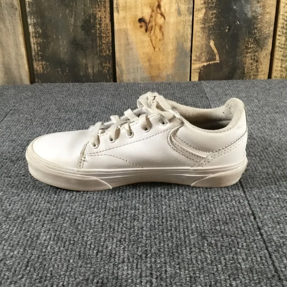 Vans white leather sneakers kids/youth size 2